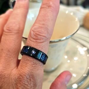 Black and Blue Tungsten Ring